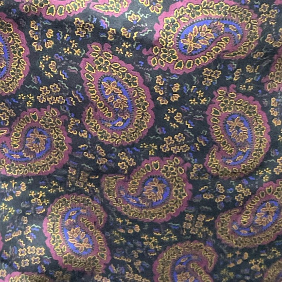 Nick & Nora reversible oblong wool paisley black brown purple winter 14” x  56” - Picture 8 of 10